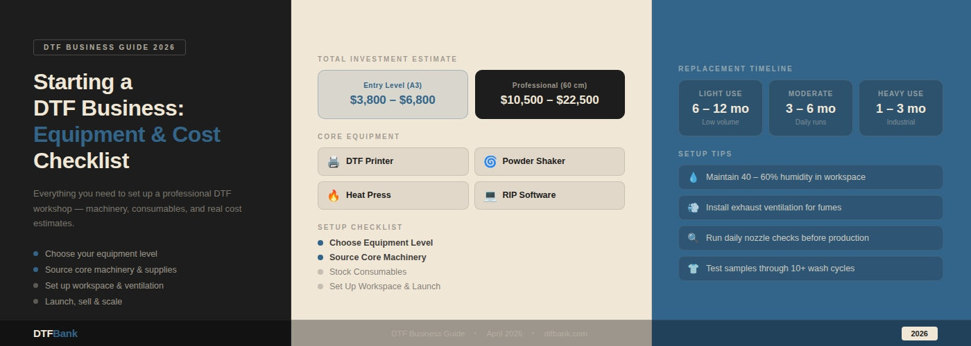 Starting a DTF Business in 2026: A complete equipment and cost checklist.