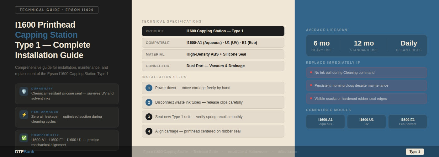 Epson I1600 Printhead Capping Station (Type 1): Technical Specifications and Installation Guide