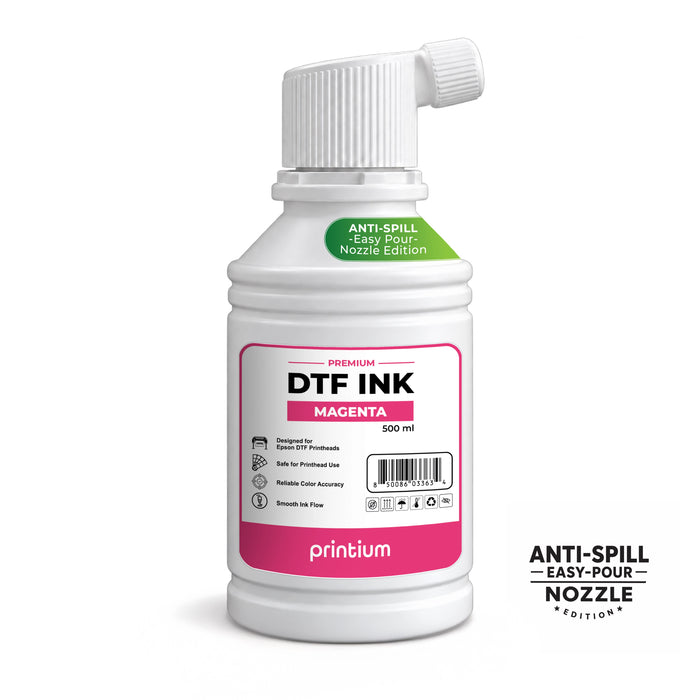 Premium DTF Ink - 500 ml (16.9 fl oz) - Anti-Spill Easy-Pour Nozzle Bottle Edition