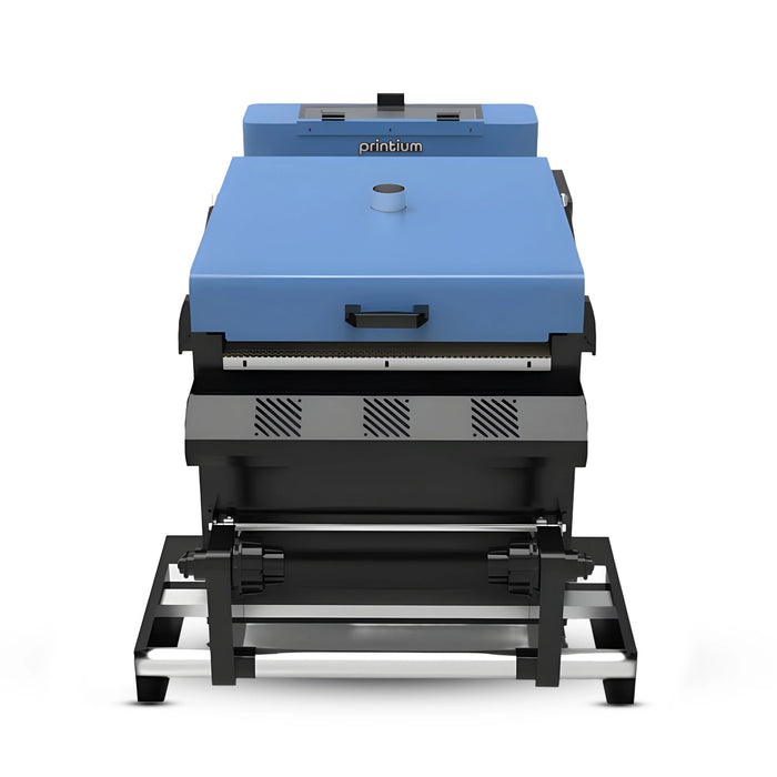 Automatic P400 DTF powder shaker and curing dryer machine for textile printing business.