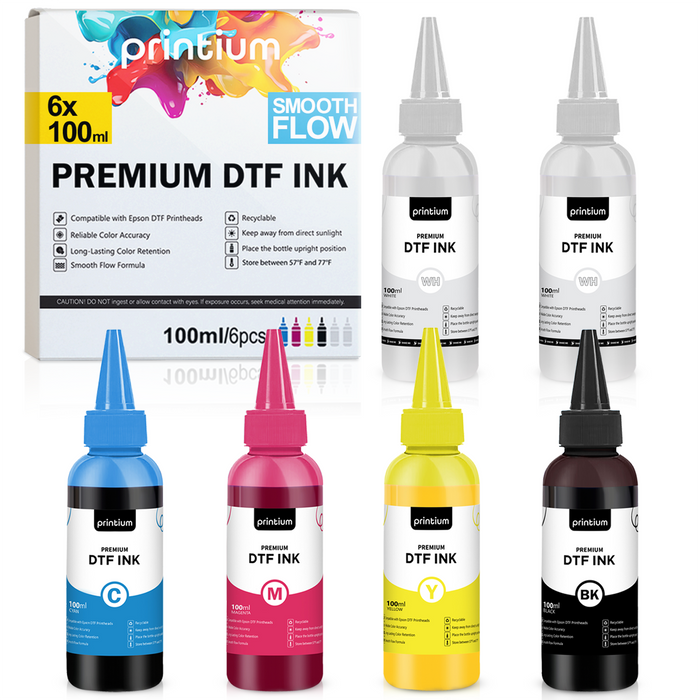Juego de tintas DTF premium: 6 tintas de 100 ml (3,38 onzas líquidas), CMYKWW