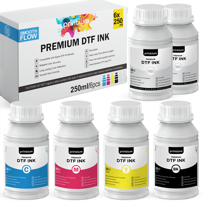 Juego de tintas DTF premium: 6 tintas de 250 ml (8,45 onzas líquidas), CMYKWW