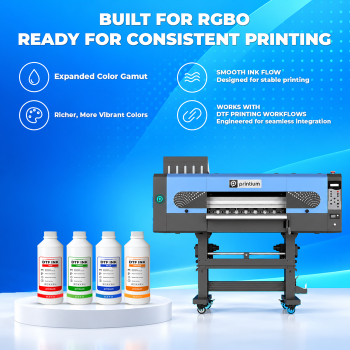 Premium DTF Ink - 1 Liter (33.8 fl oz) - RGBO DTF Inks for 9-Color DTF Printing