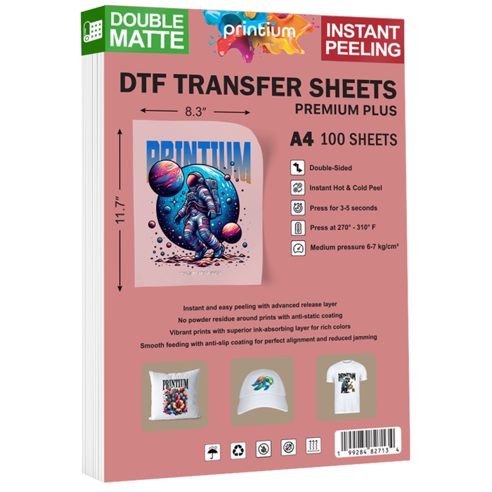Premium Plus A4 DTF Film Sheets - 8.3" x 11.7" 100 Pack