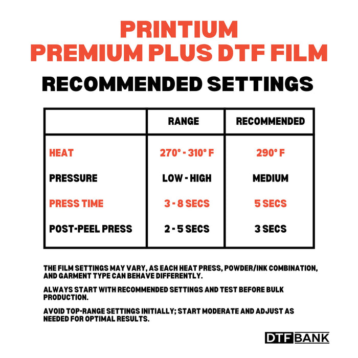 Premium Plus A4 DTF Film Sheets - 8.3" x 11.7" 100 Pack