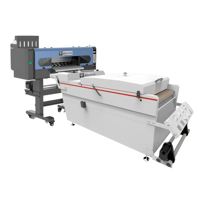 Printium DTF printer with inline dryer system, lateral perspective.